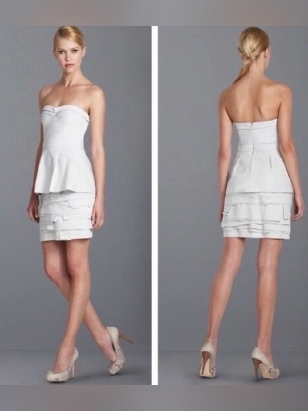 BCBG white strapless dress